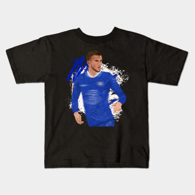 Mason Mount Drawing Kids T-Shirt by tysonstreet